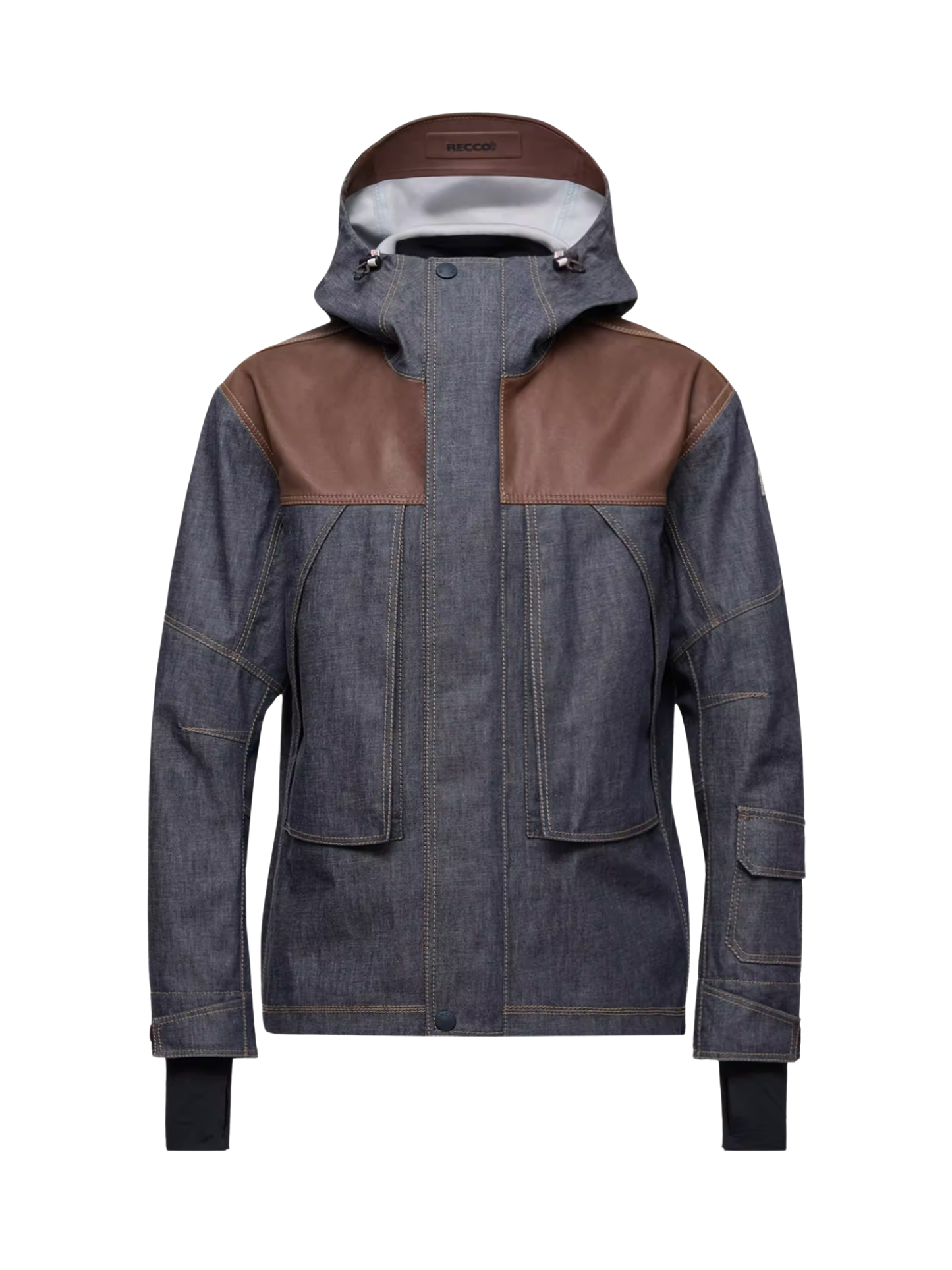 MONCLER GRENOBLE Langtang Hooded Denim Ski Jacket Dark Grey - MAISONDEFASHION.COM