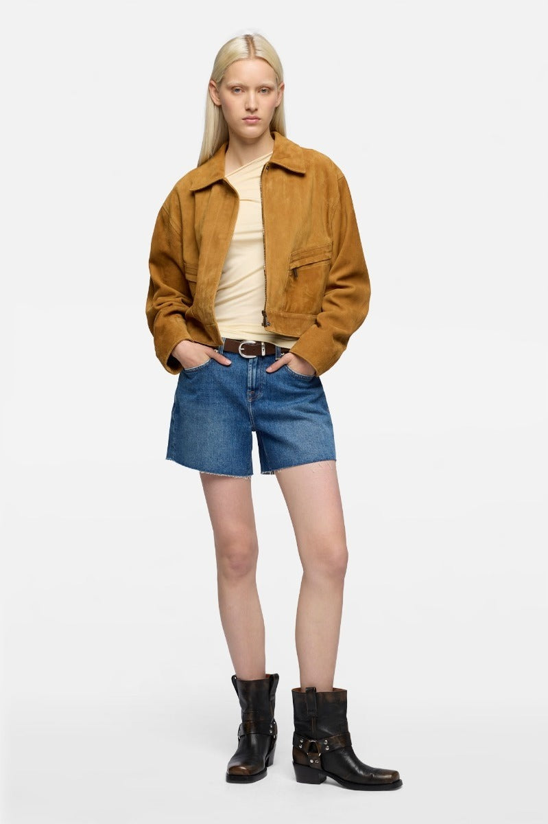 7 FOR ALL MANKIND WOMEN Monroe High Waist Shorts Mid Blue - MAISONDEFASHION.COM