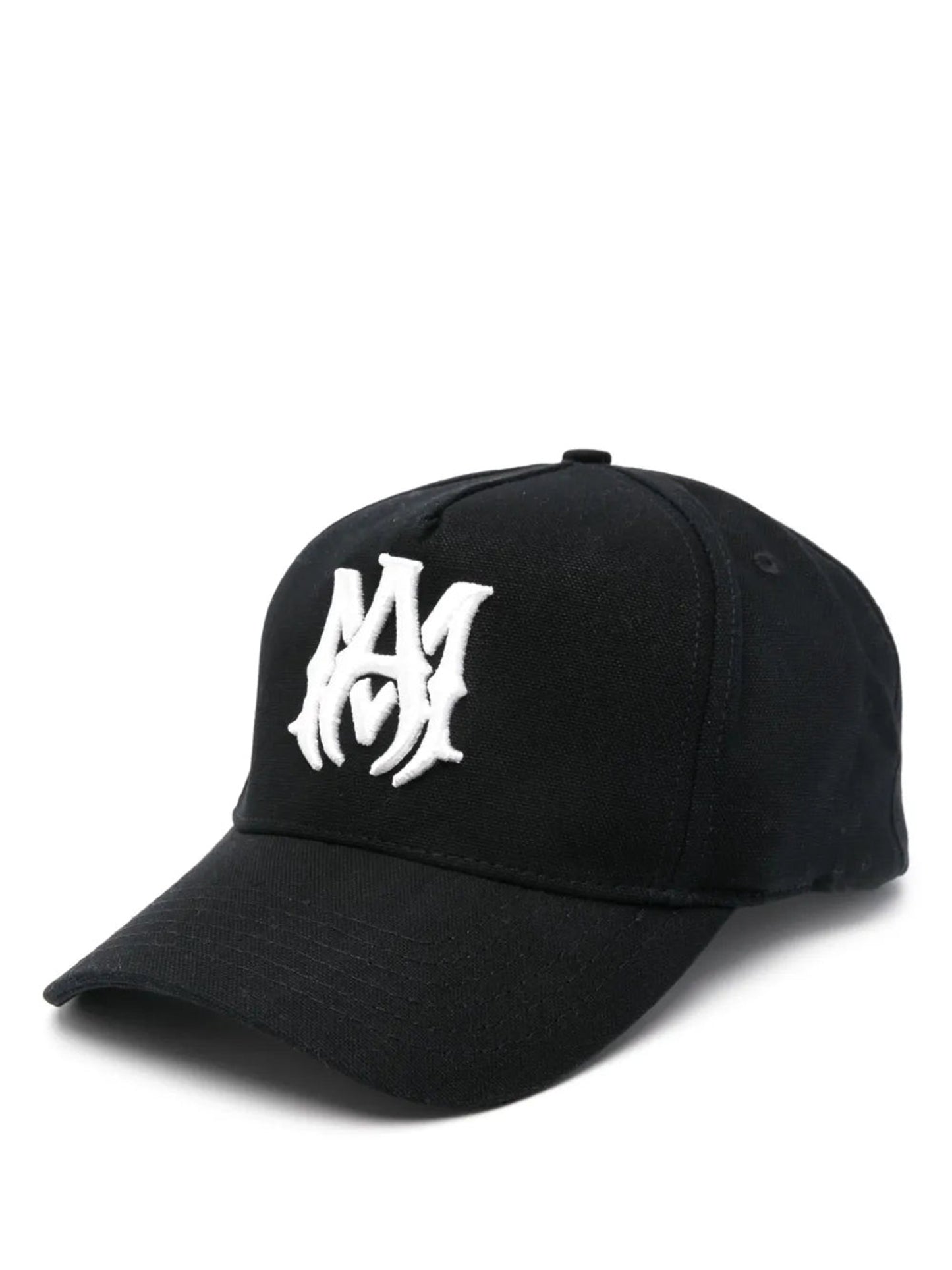 AMIRI MA Logo Embroidered Adjustable Cotton Cap Black - MAISONDEFASHION.COM