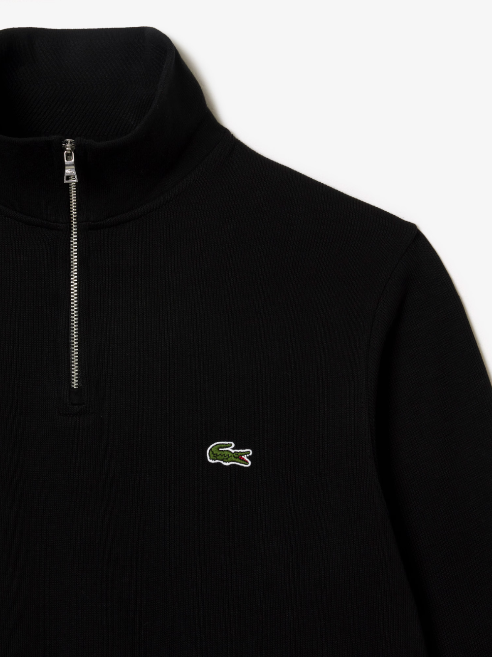 LACOSTE black interlock sweatshirt additional angle view showcasing quality construction and design details