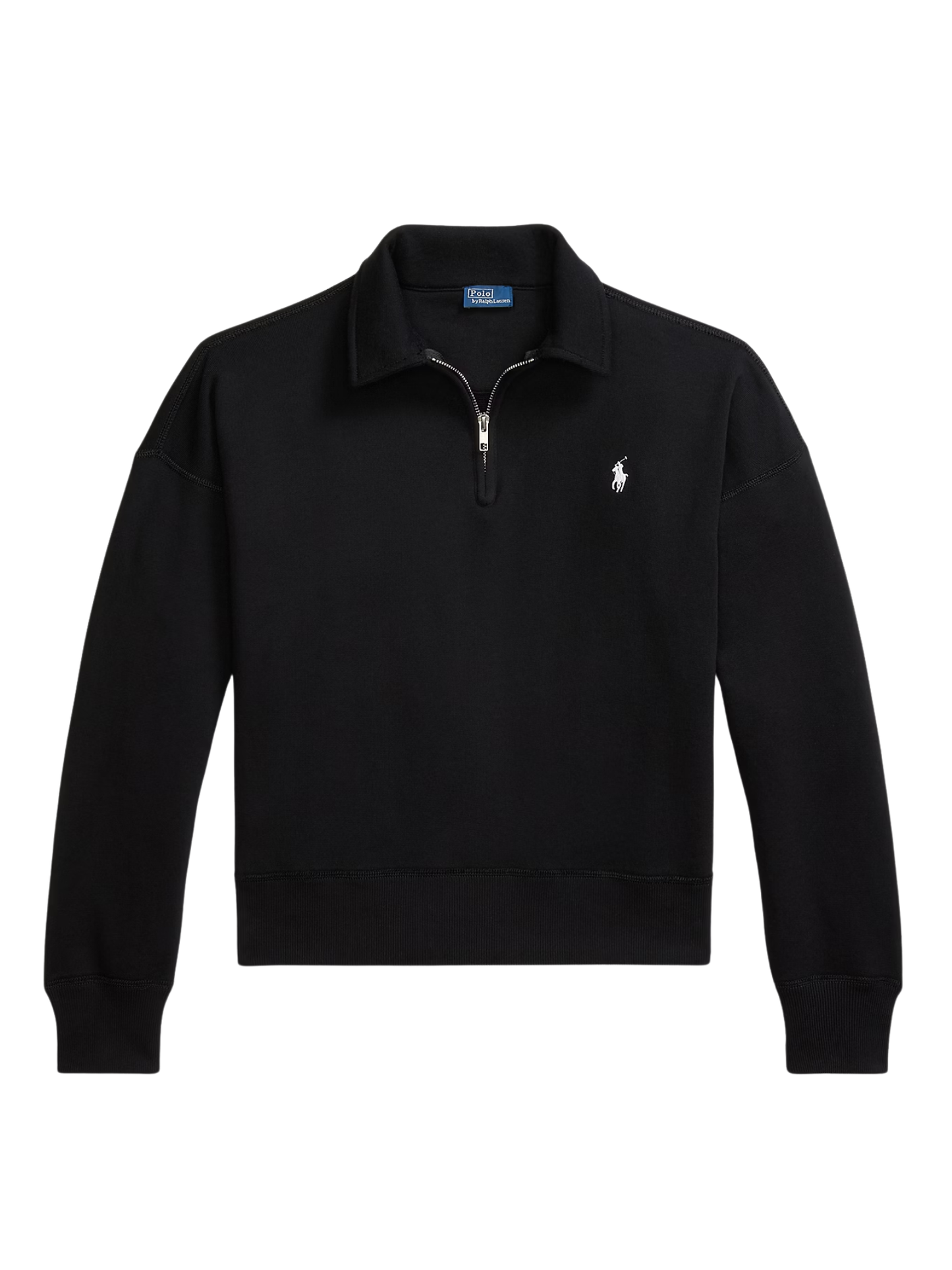 RALPH LAUREN WOMEN Knit Half Zip Sweatshirt Black - MAISONDEFASHION.COM