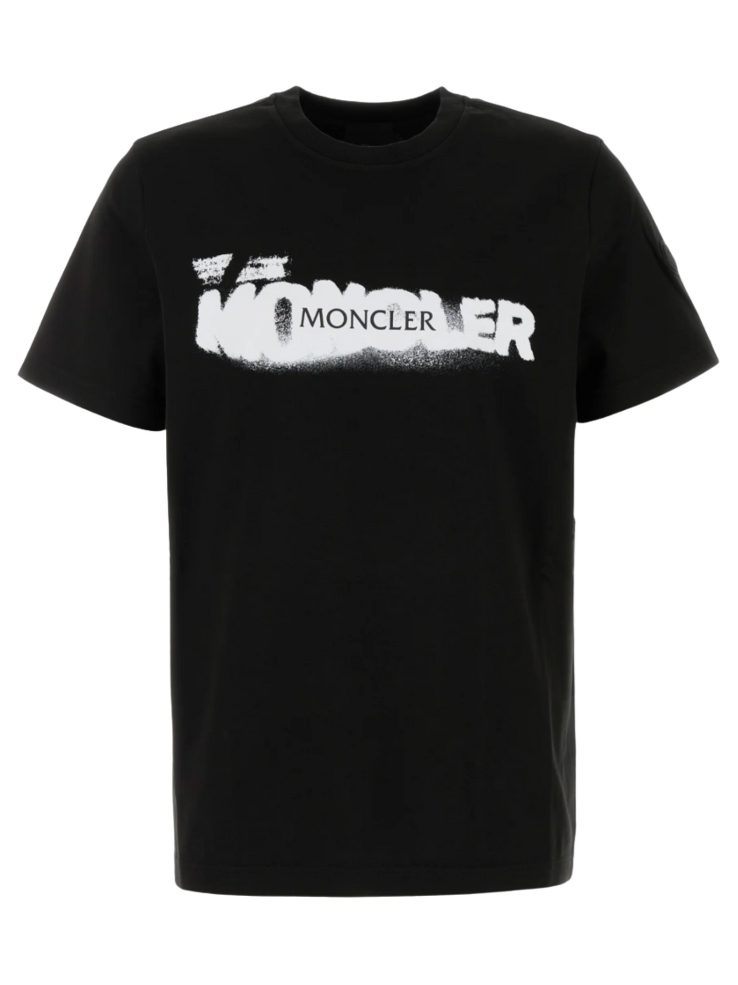 MONCLER Spray-print Cotton T-shirt Black - MAISONDEFASHION.COM