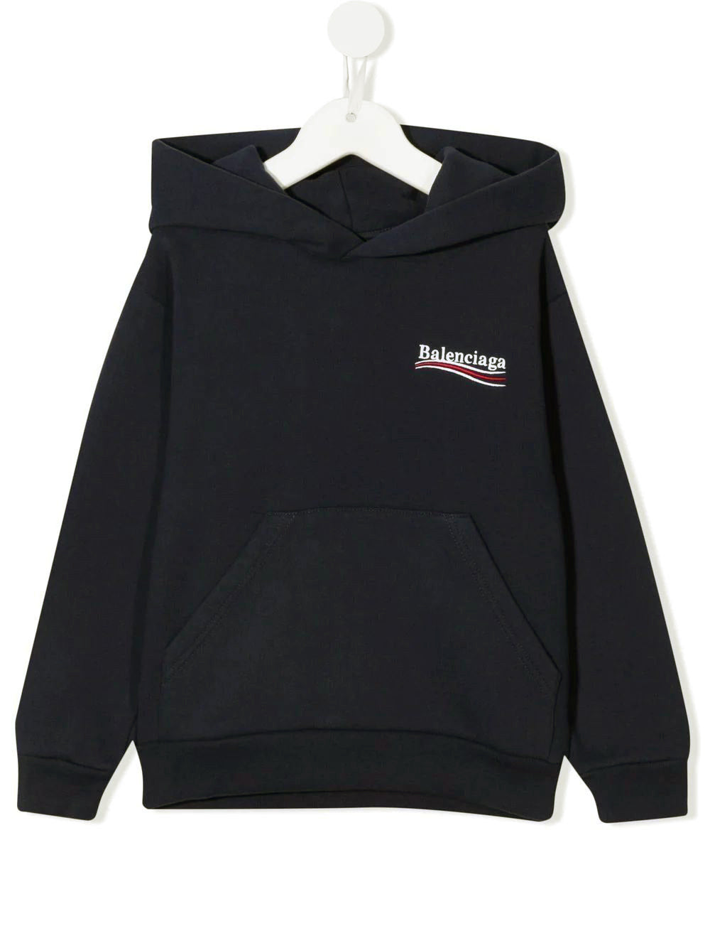 BALENCIAGA KIDS Political Logo Printed Hoodie Black - MAISONDEFASHION.COM